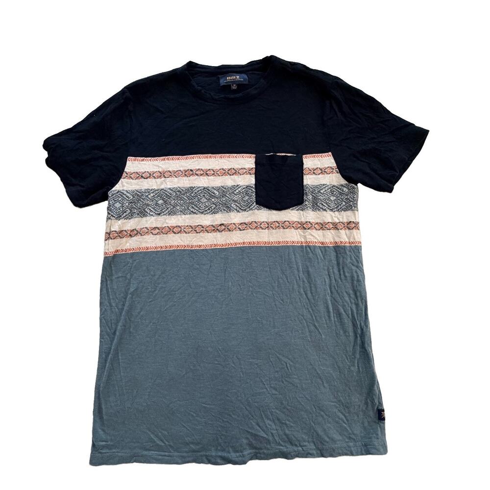 Roark 100% Organic Cotton Kilim Jacquard Striped Pocket Logo Shirt Mens M